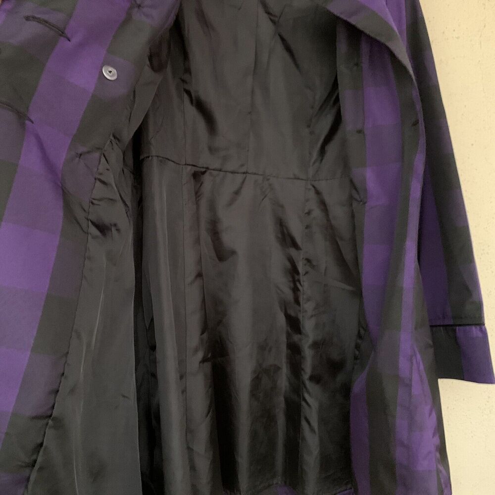 Candies Jacket Double Breasted Black And Purple Checkered Belted Coat Size XL - Picture 12 of 15